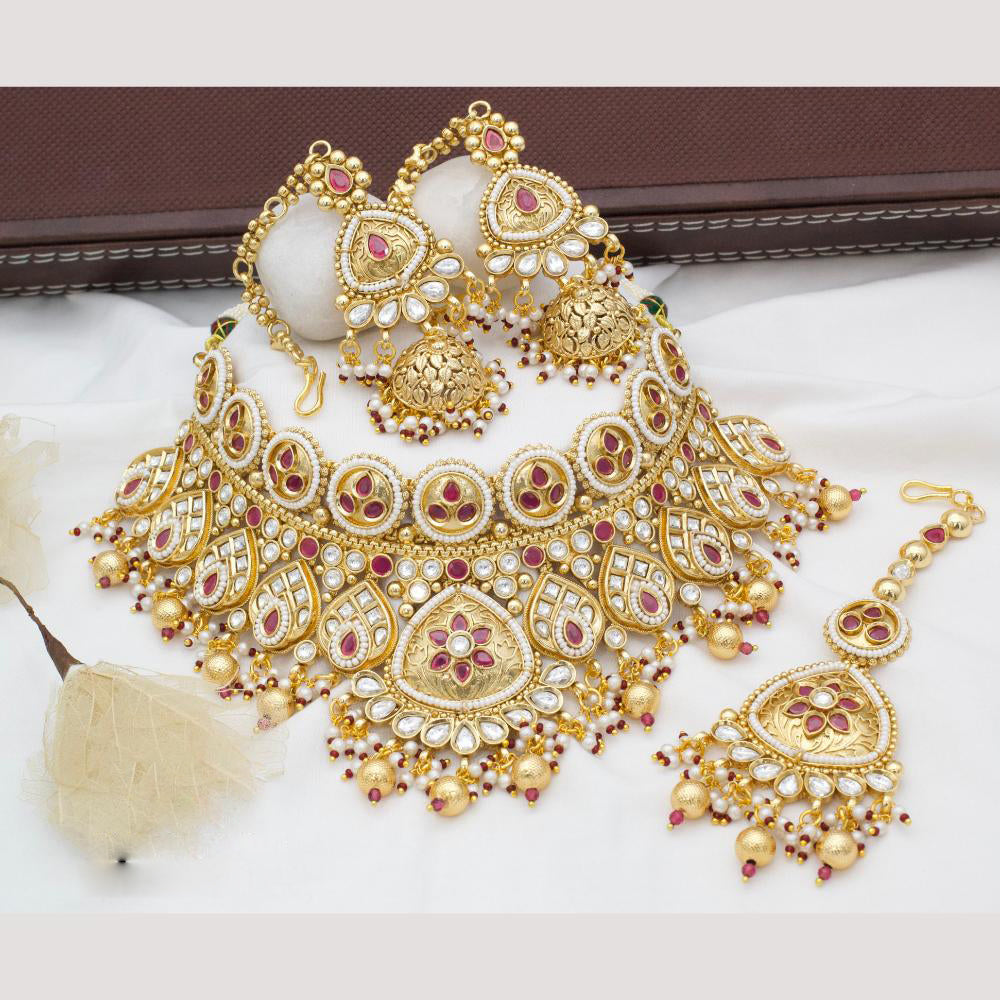 JCM Pota Stone And Pearl Beads Choker Necklace Set