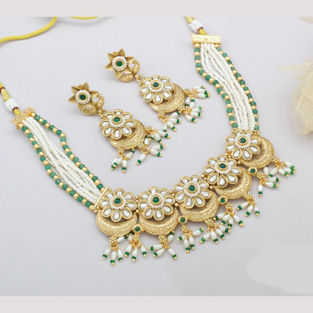 JCM Kundan And Pota Stone Beads Choker Necklace Set