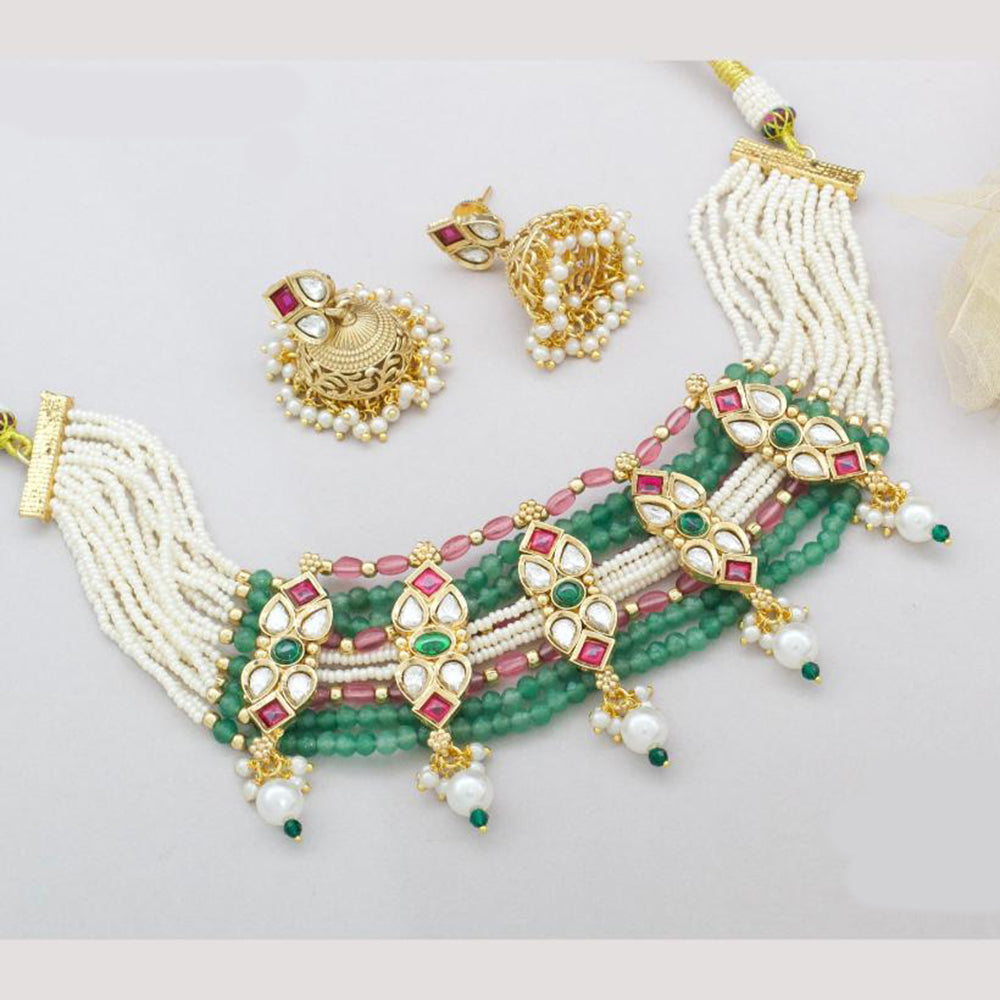 JCM Pota Stone And Pearl Beads Choker Necklace Set