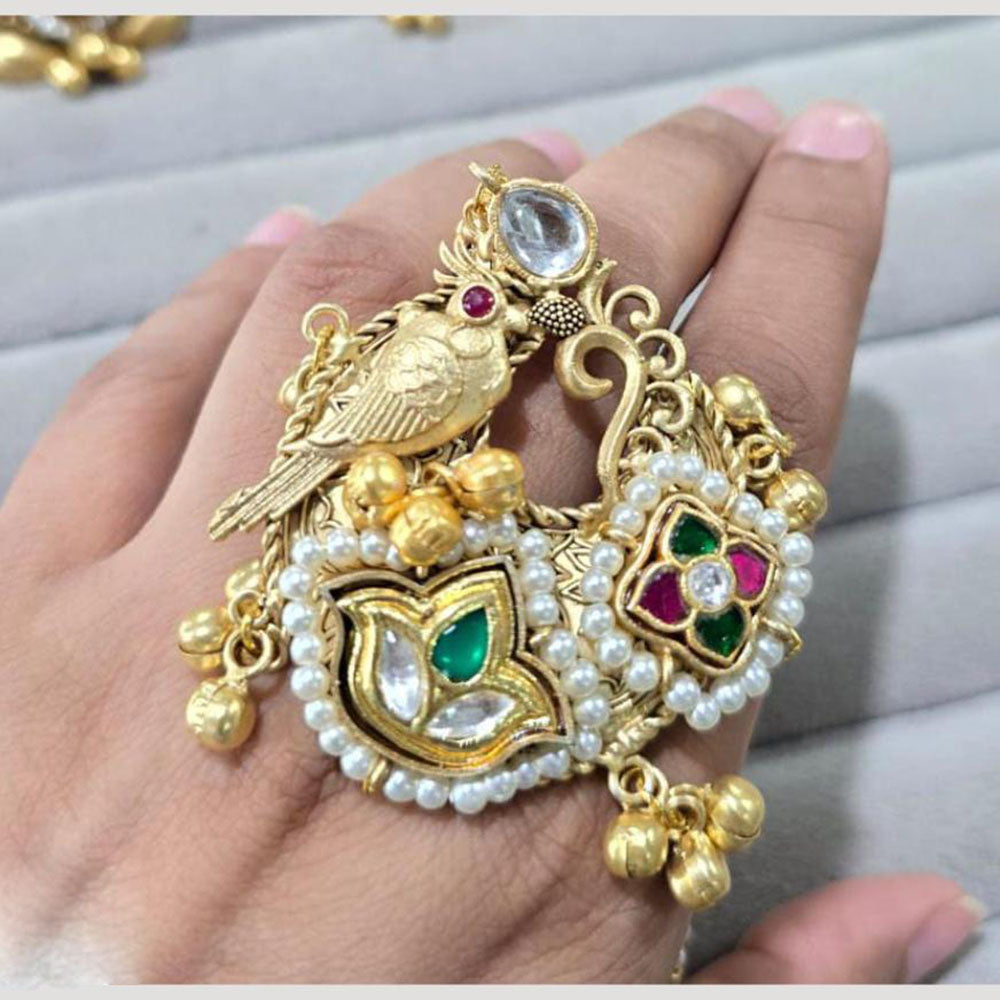 JCM Royal Parrot Kunadan Ringa with Pearl Drops and Temple Art Detailing