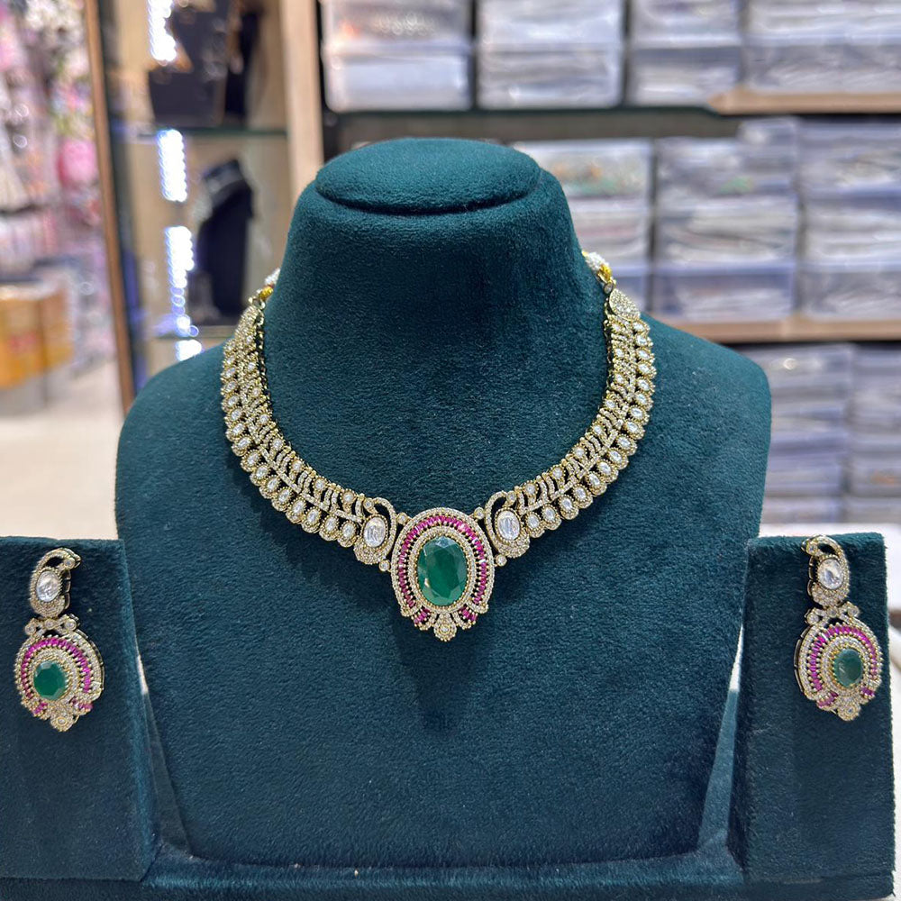JCM Designer Polki Kundan Stone Statement Necklace Set