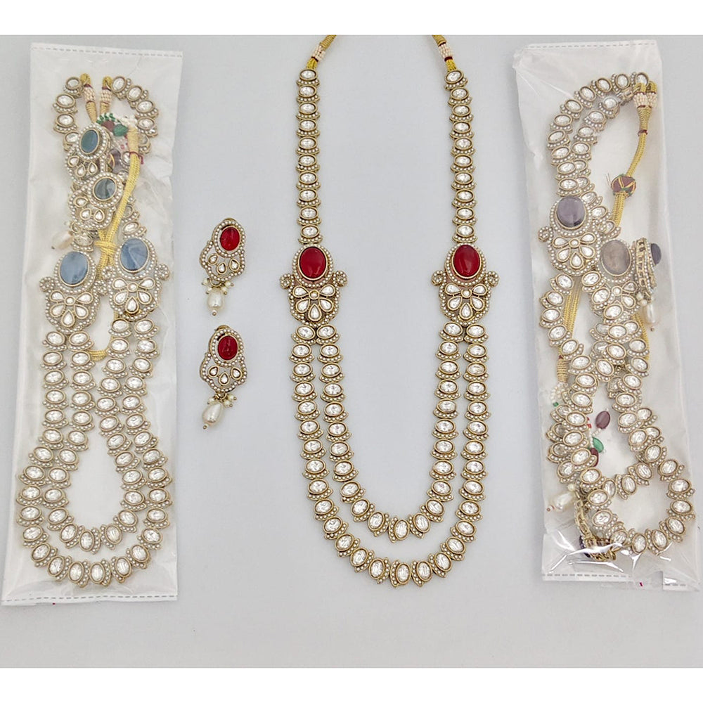 JCM Designer Pota And Austrian Stone Pearl Long Necklace Set