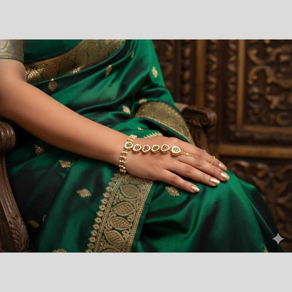 JCM Antique Meenakari And Pearl Hand Harness Set