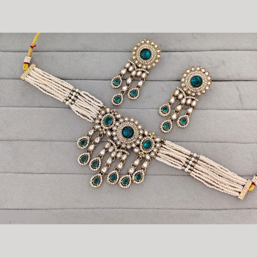 JCM Heritage Polki Kundan Stone And Austrian Stone Choker Necklace Set