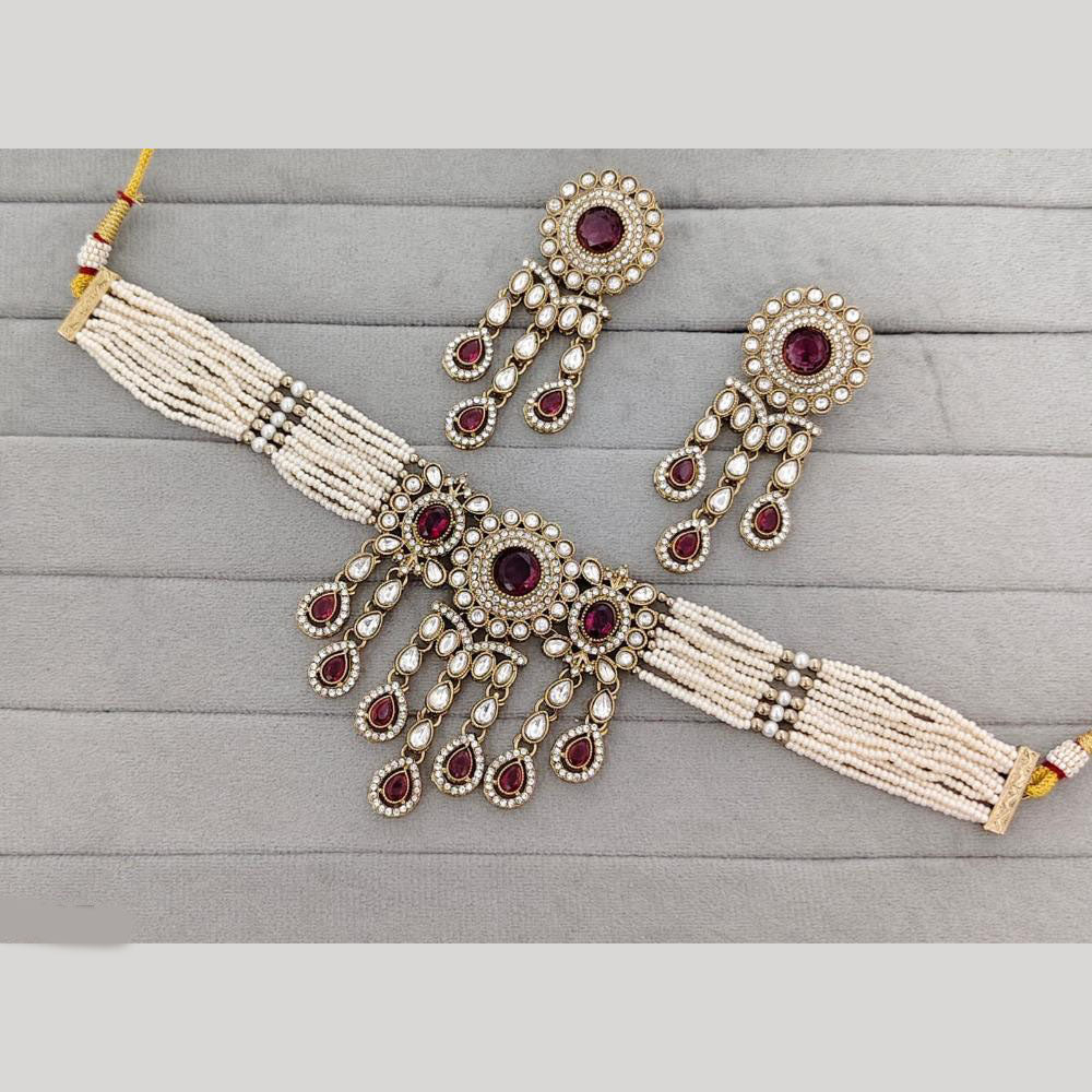 JCM Heritage Polki Kundan Stone And Austrian Stone Choker Necklace Set