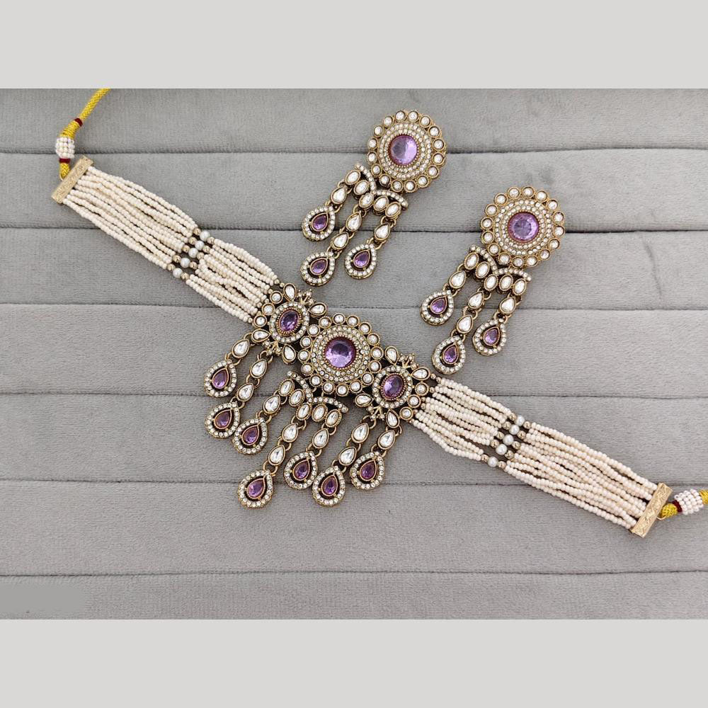 JCM Heritage Polki Kundan Stone And Austrian Stone Choker Necklace Set