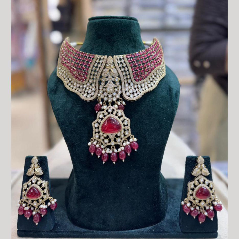 JCM Ethnic Style Pota Stone Beads And Pearl Necklace Set