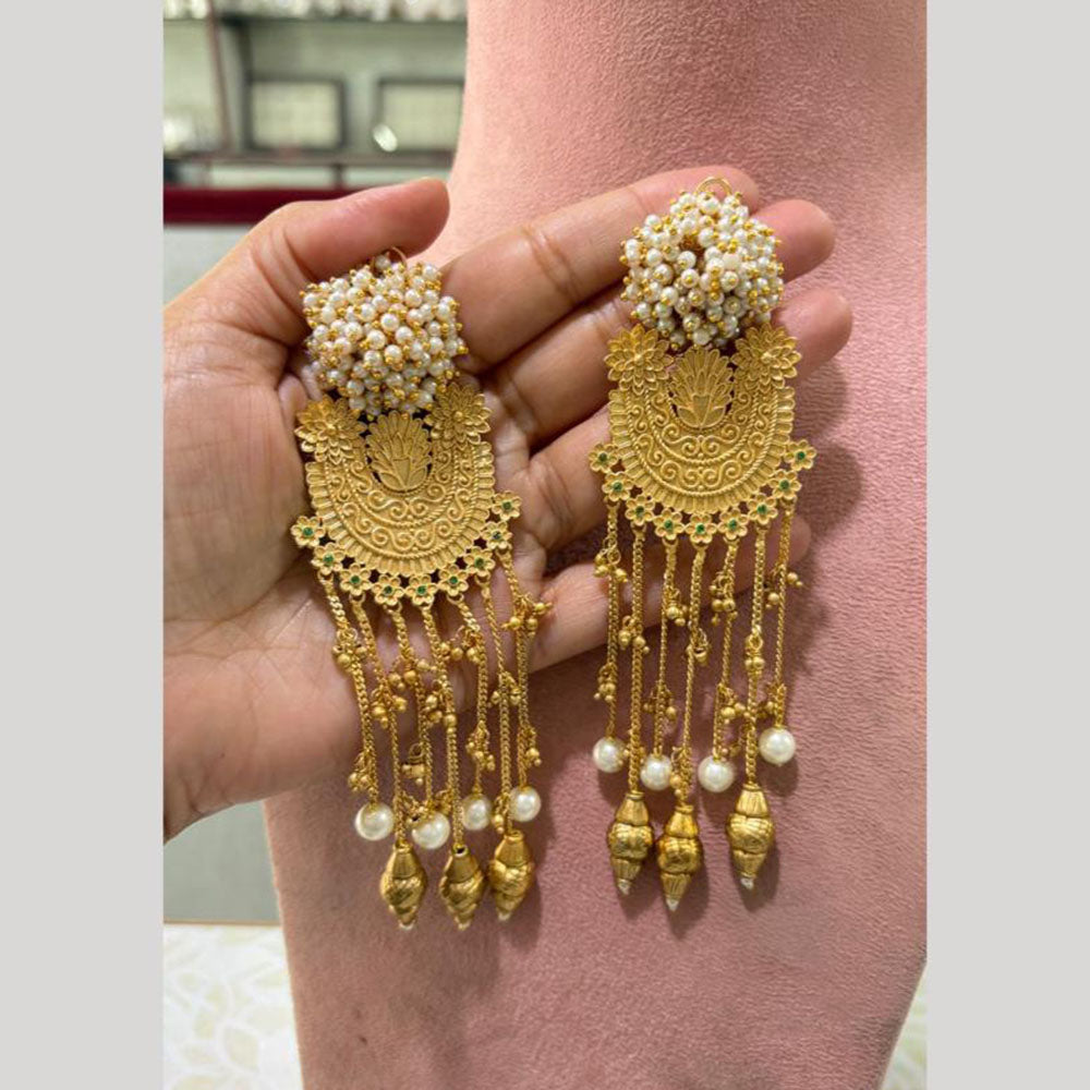 JCM Royal Kashmiri Pota Stone And Pearl Dangler Earrings