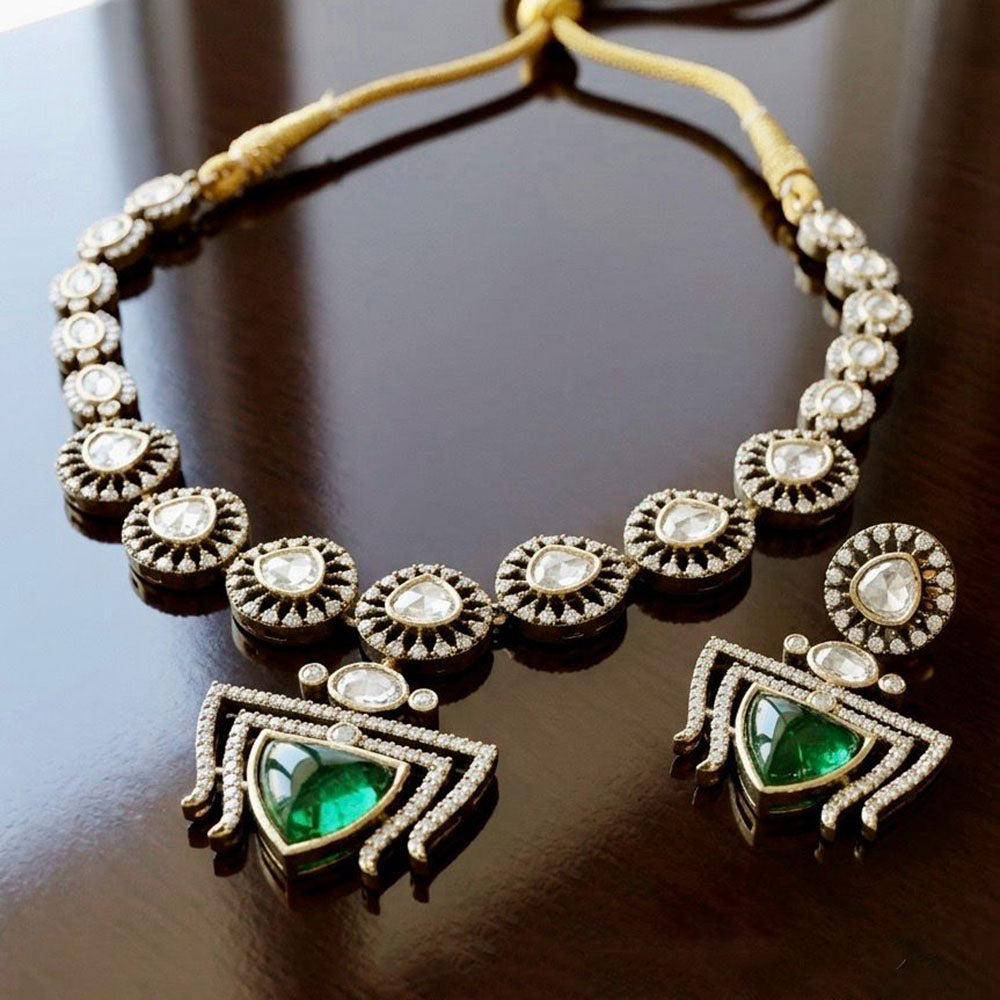 JCM Premium Pota Stone And Austrian Stone Necklace Set