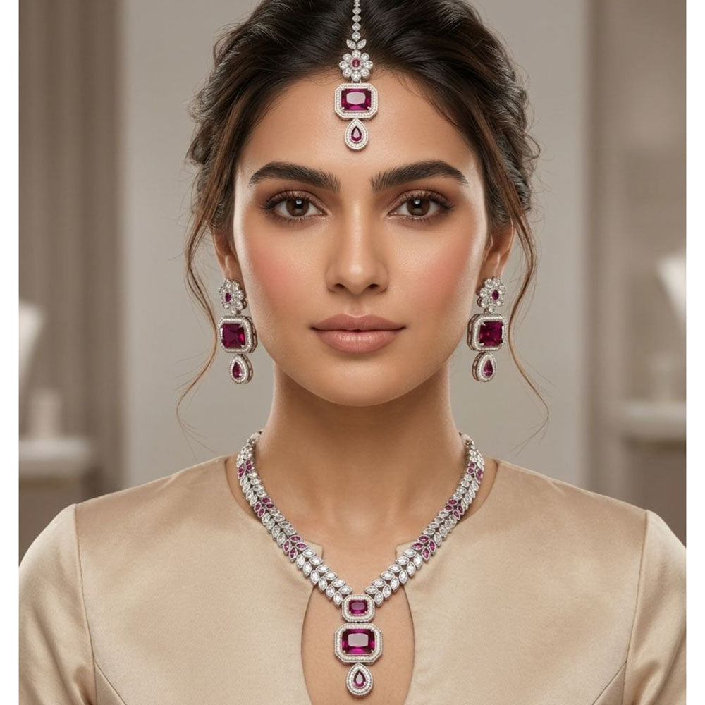 JCM Sparkling American Diamond Necklace Set