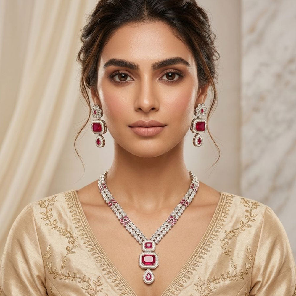 JCM Sparkling American Diamond Necklace Set