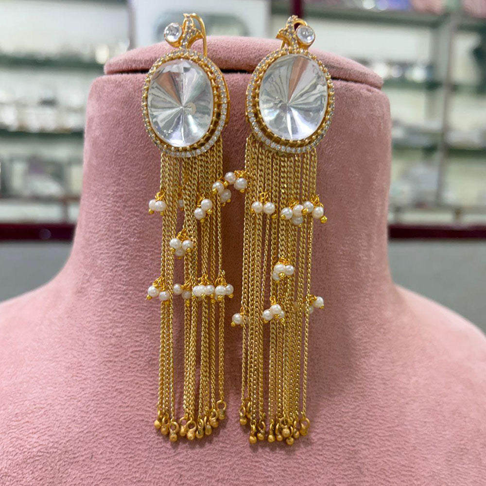 JCM Ethnic Polki Kundan Stone And Pearl Dangler Earrings