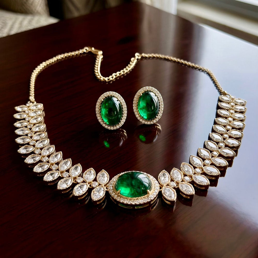 JCM Premium Pota Stone And Austrian Stone Necklace Set