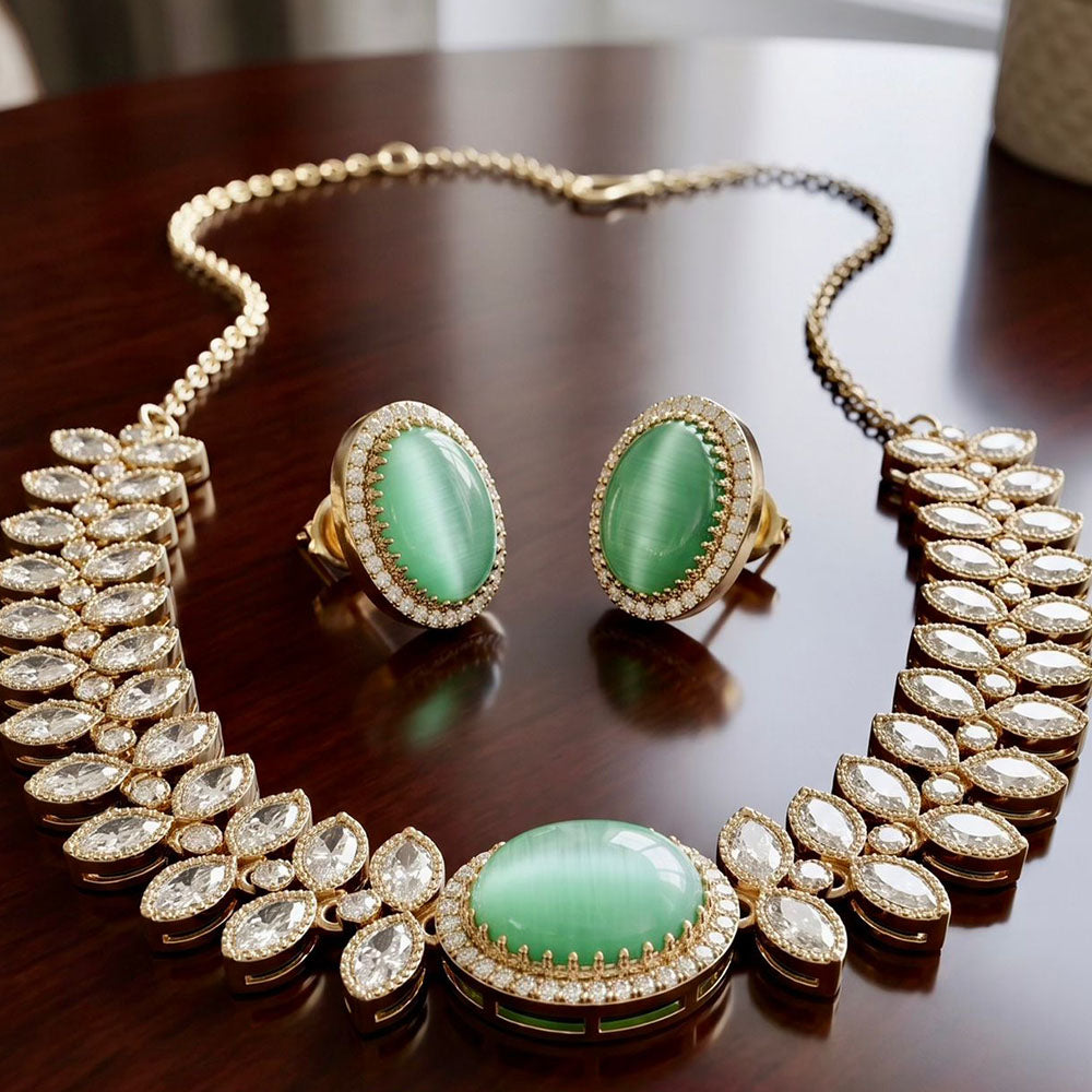 JCM Premium Pota Stone And Austrian Stone Necklace Set