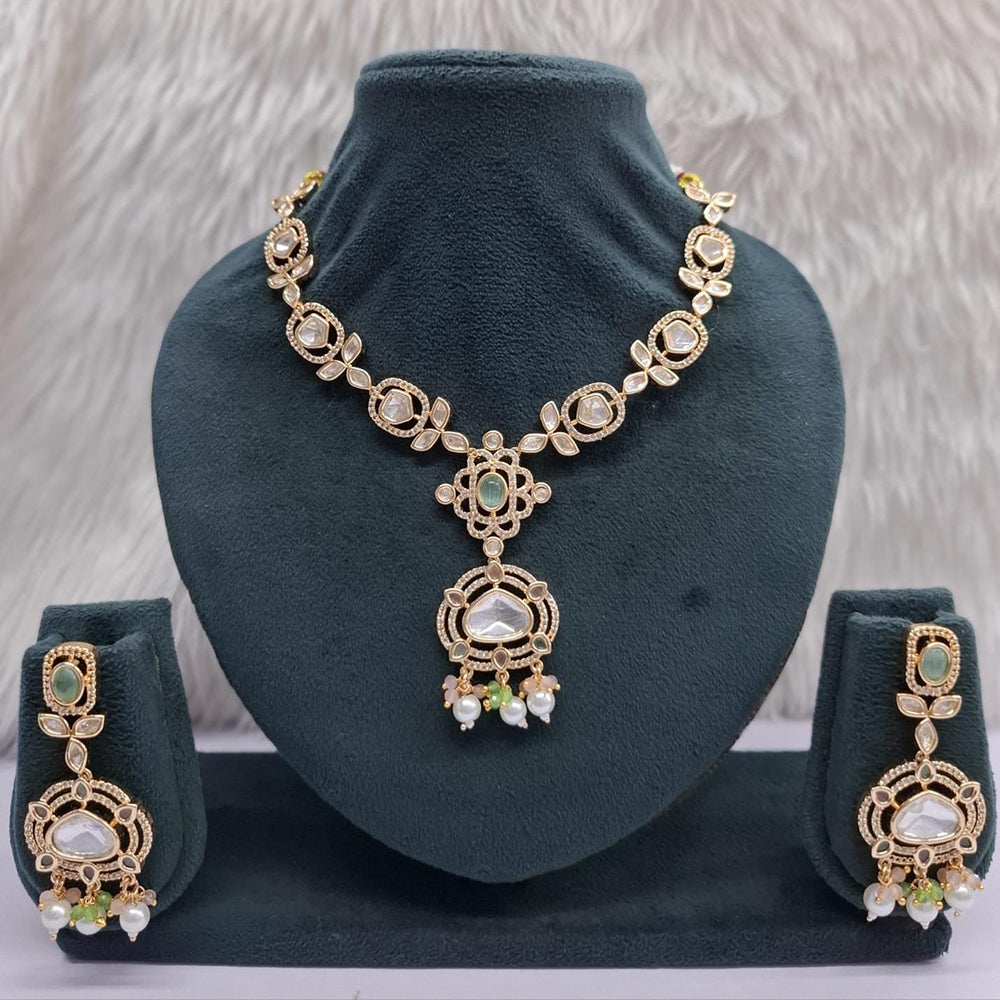 JCM Grand Polki Kundan Stone And Pearl Statement Necklace Set