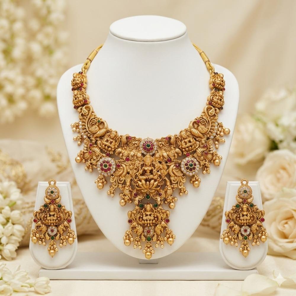 JCM Jewellery Royal Heritage Pota Stone And Pearl Temple Necklace Set