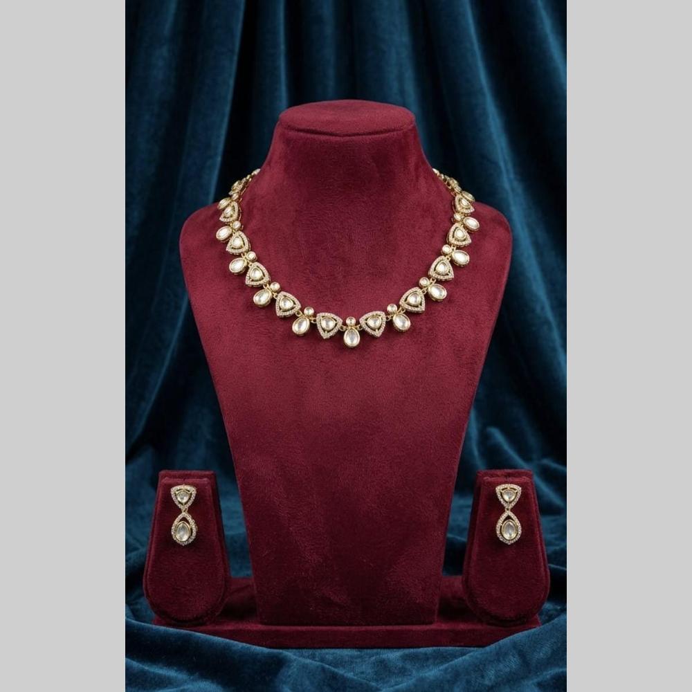 JCM Grand Polki Kundan Stone Statement Necklace Set