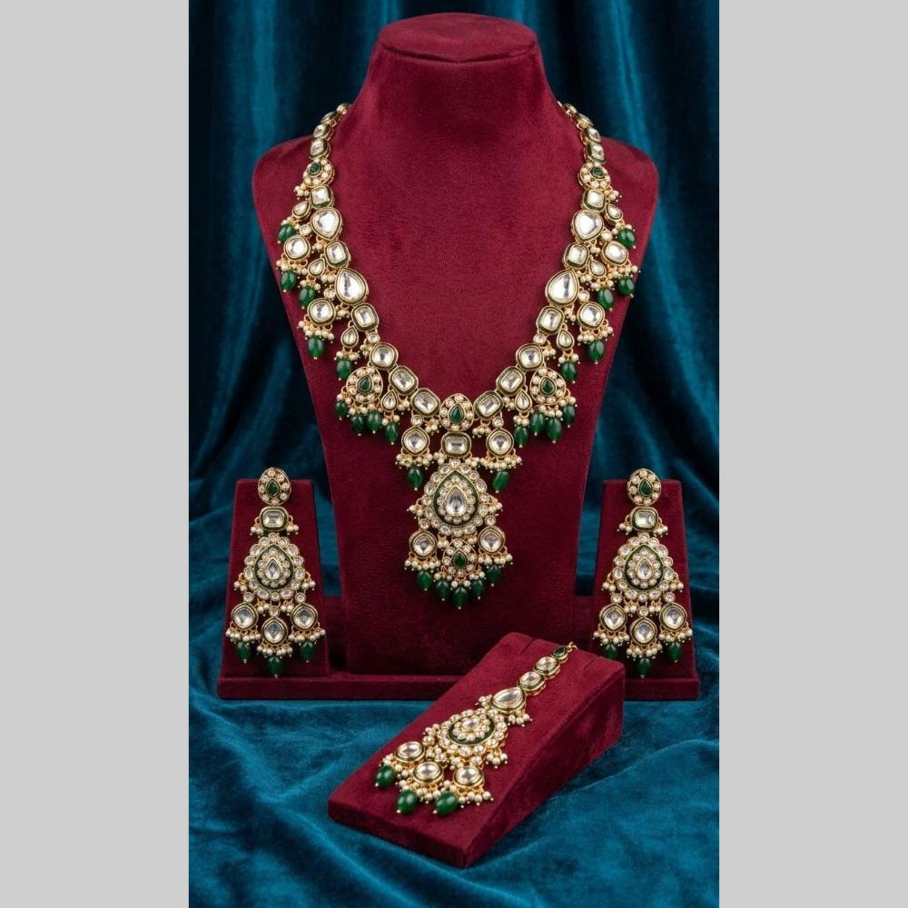 JCM Grand Kundan Stone And Beads Statement Necklace Set