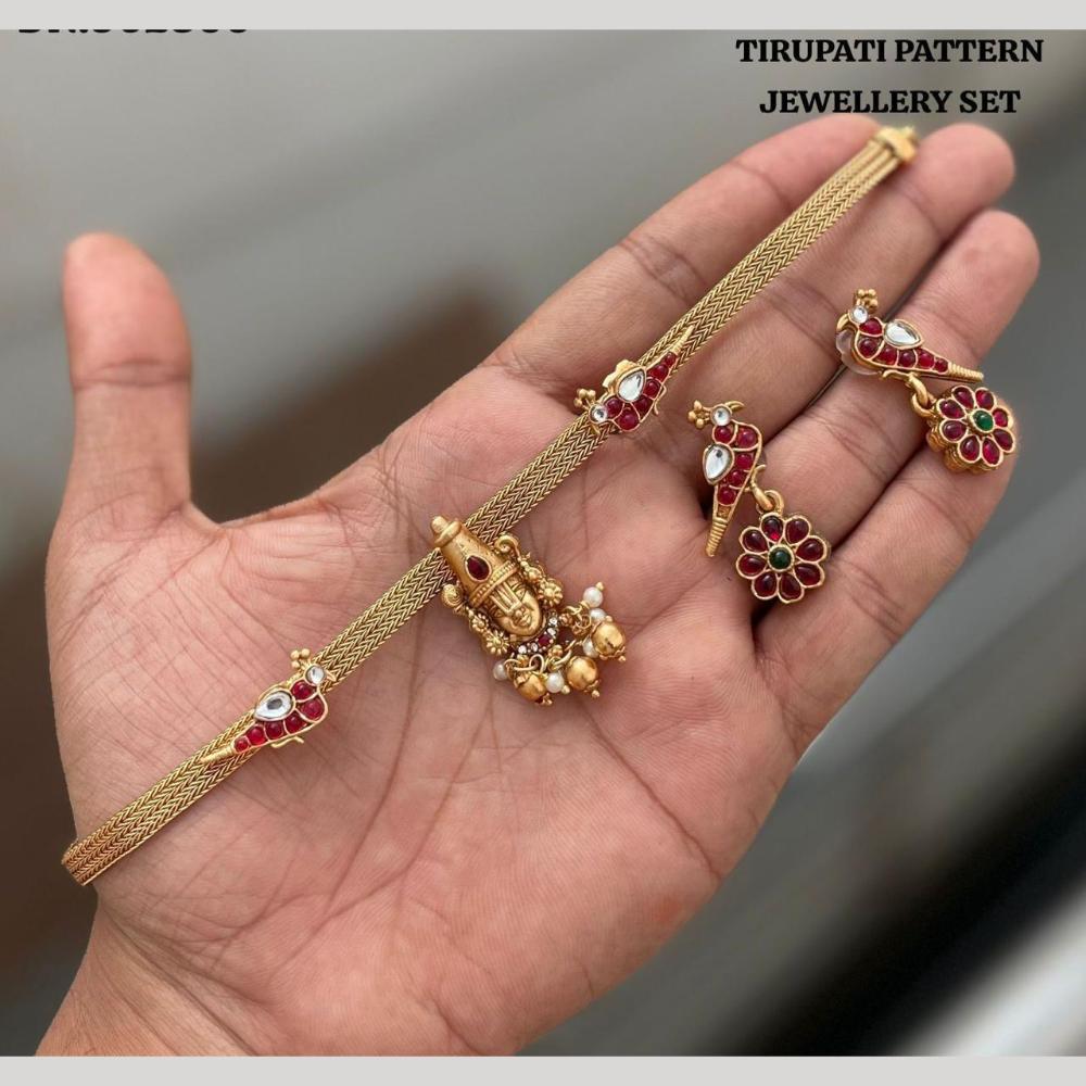 JCM Designer Pota Stone And Pearl Temple Necklace Set