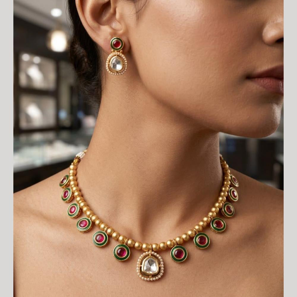 JCM Designer Pota Stone And Pearl Necklace Set