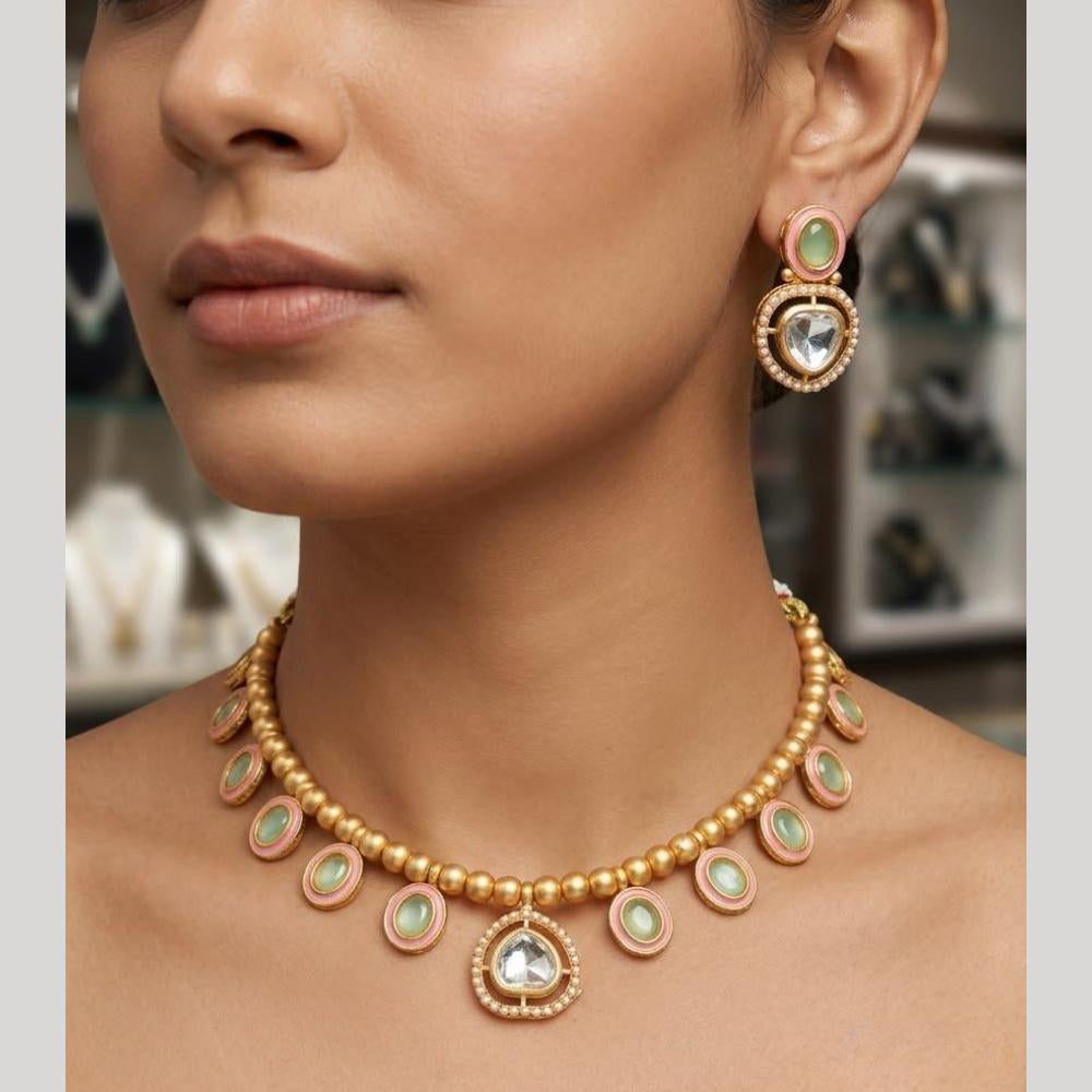 JCM Designer Pota Stone And Pearl Necklace Set