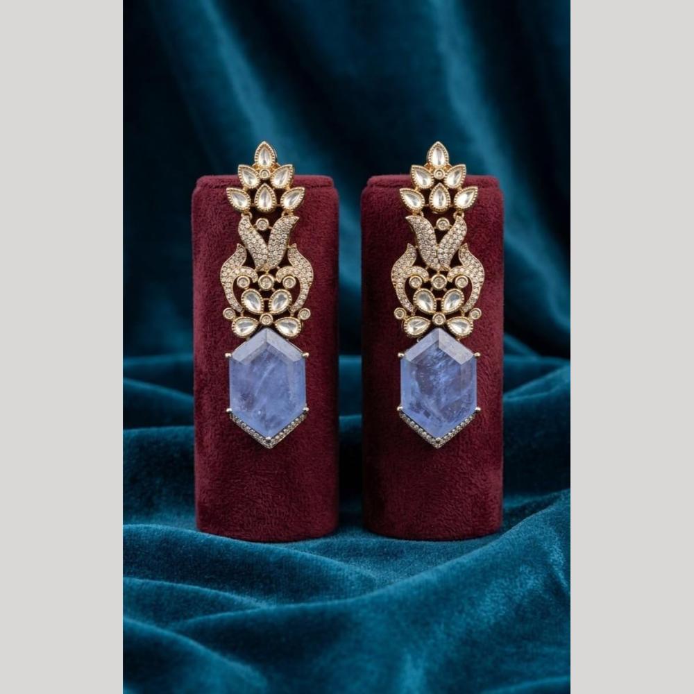 JCM Premium Polki Kundan Stone Designer Dangler Earrings for Women