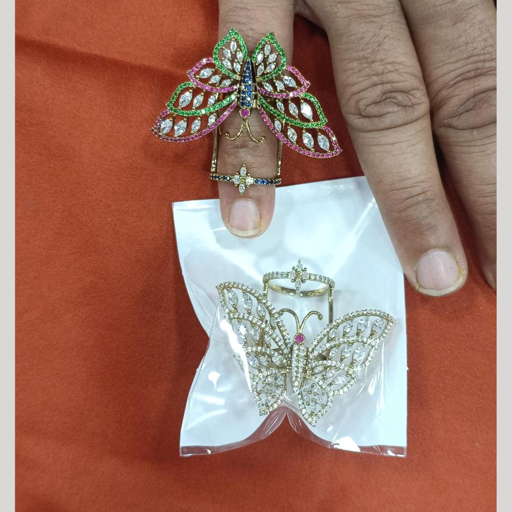 JCM Heritage American Daimond And Austrian Stone Butterfly Finger Ring