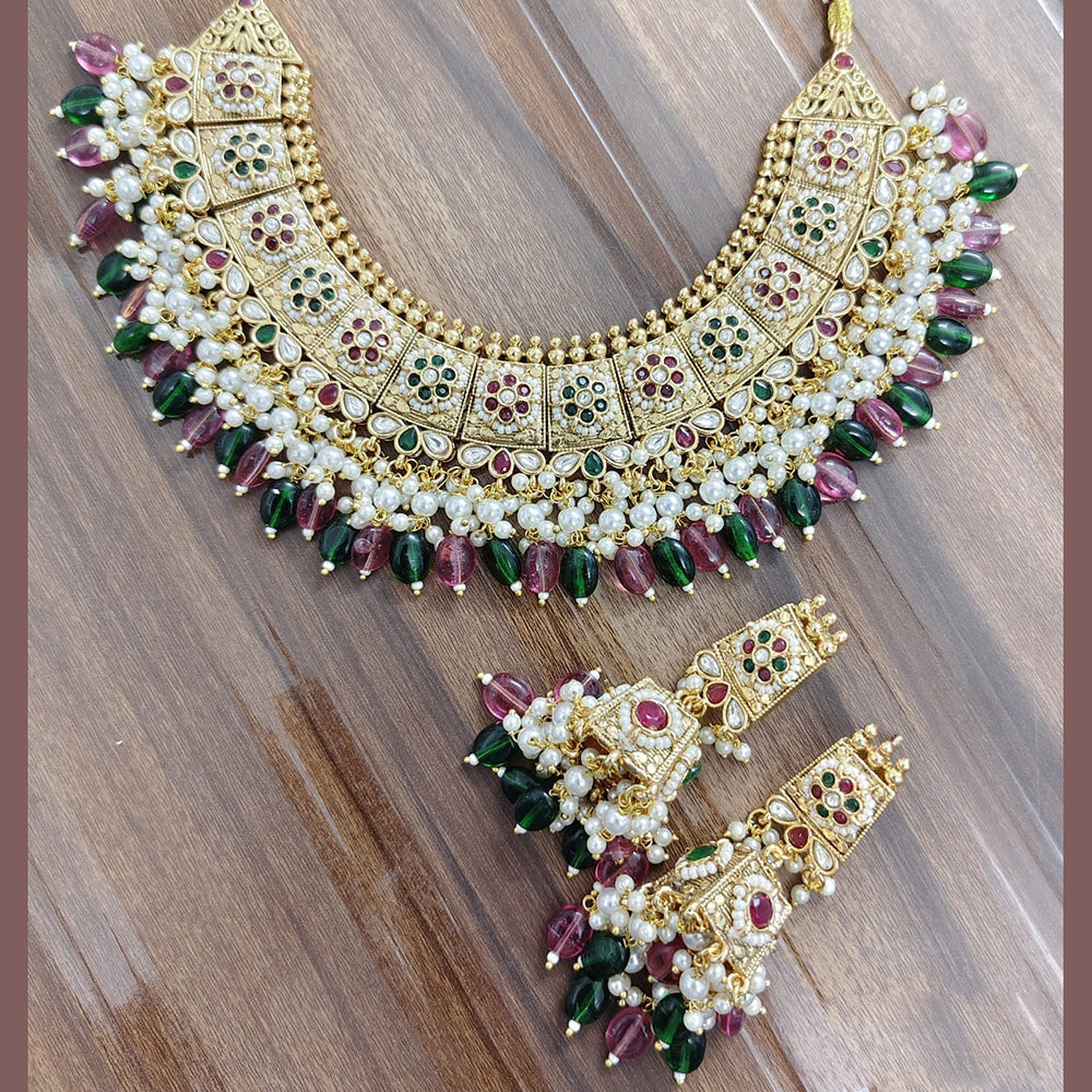 JCM Ethnic Pota Stone And Beaded Necklace Set for Women