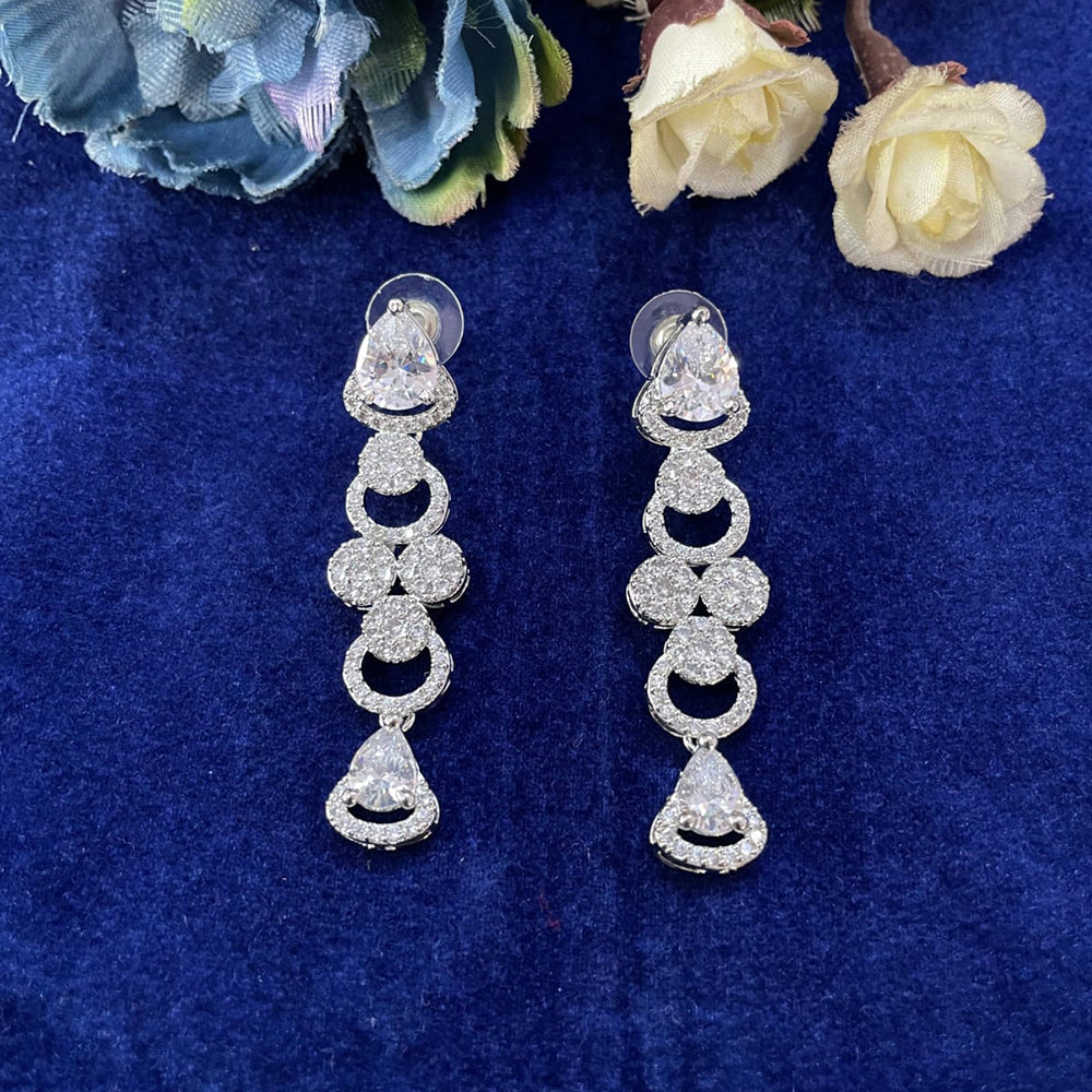 Suman Art Sparkling American Diamond Dangler Earrings