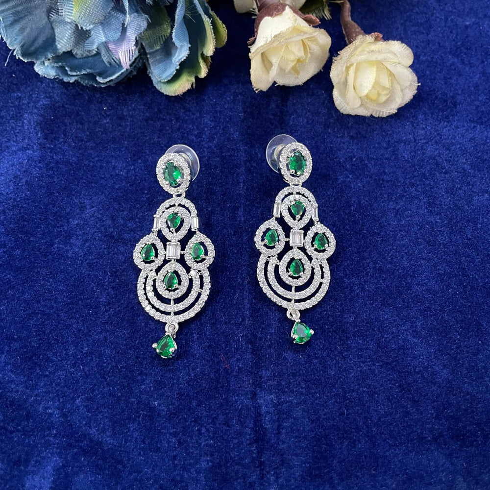 Suman Art Sparkling American Diamond Dangler Earrings