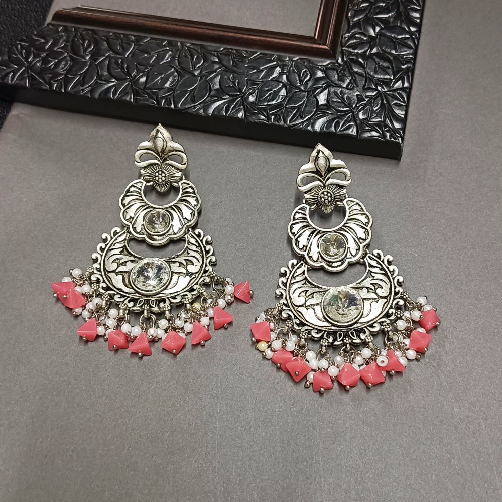 Darshana Jewels Crystal Stone Silver Plated Dangler Earrings