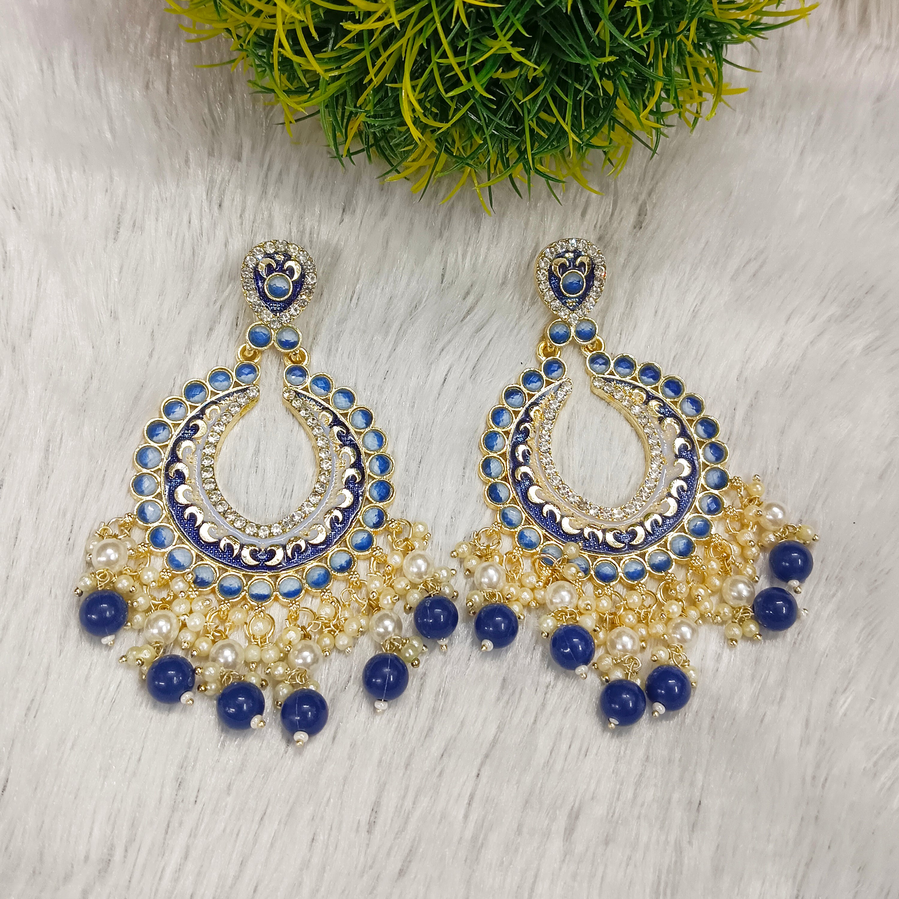Darshana Jewels Gold Plated Meenakari Dangler Earrings