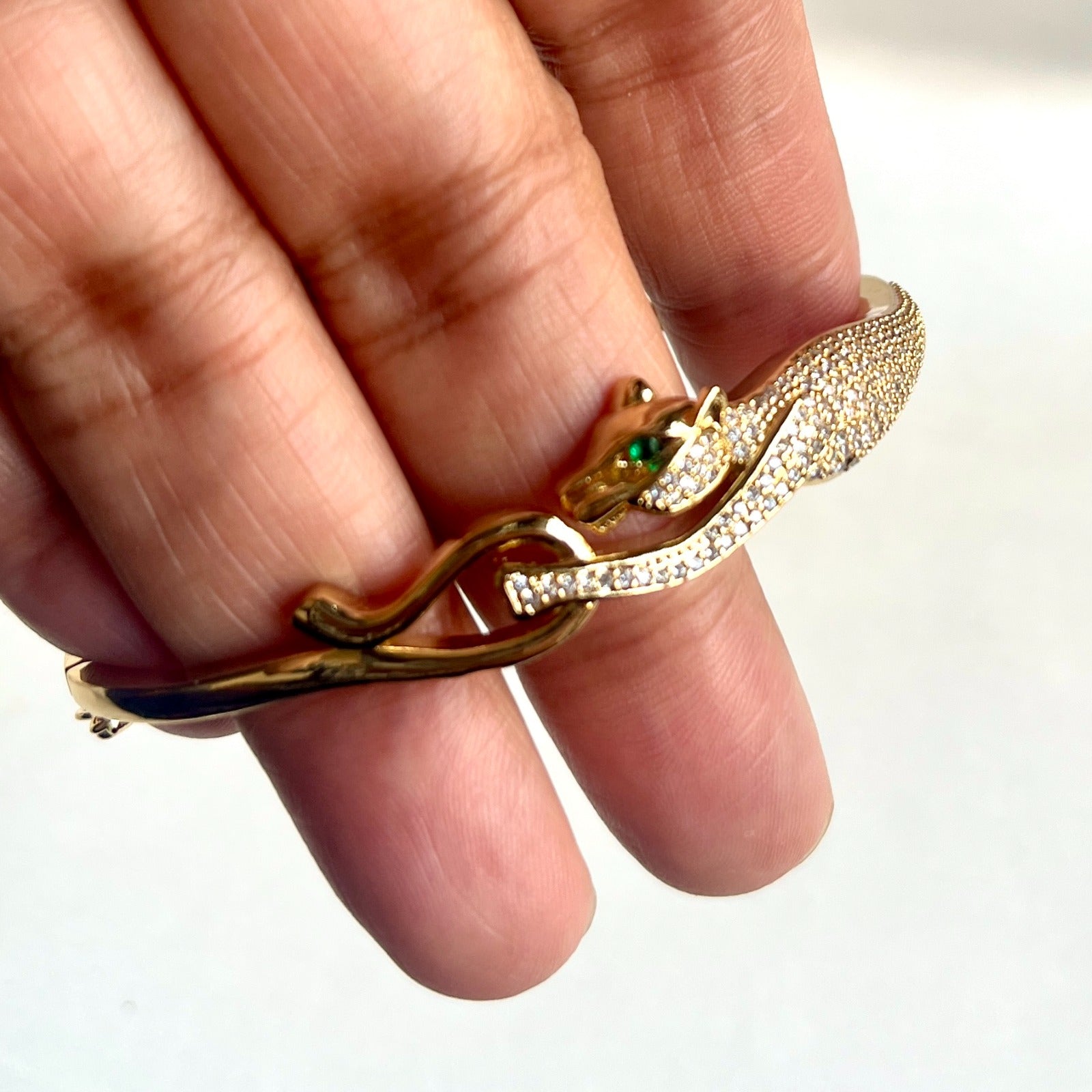 Jewel Treatzz Gorgeous Gold Plated Panthar Bracelet With Paved CZ's