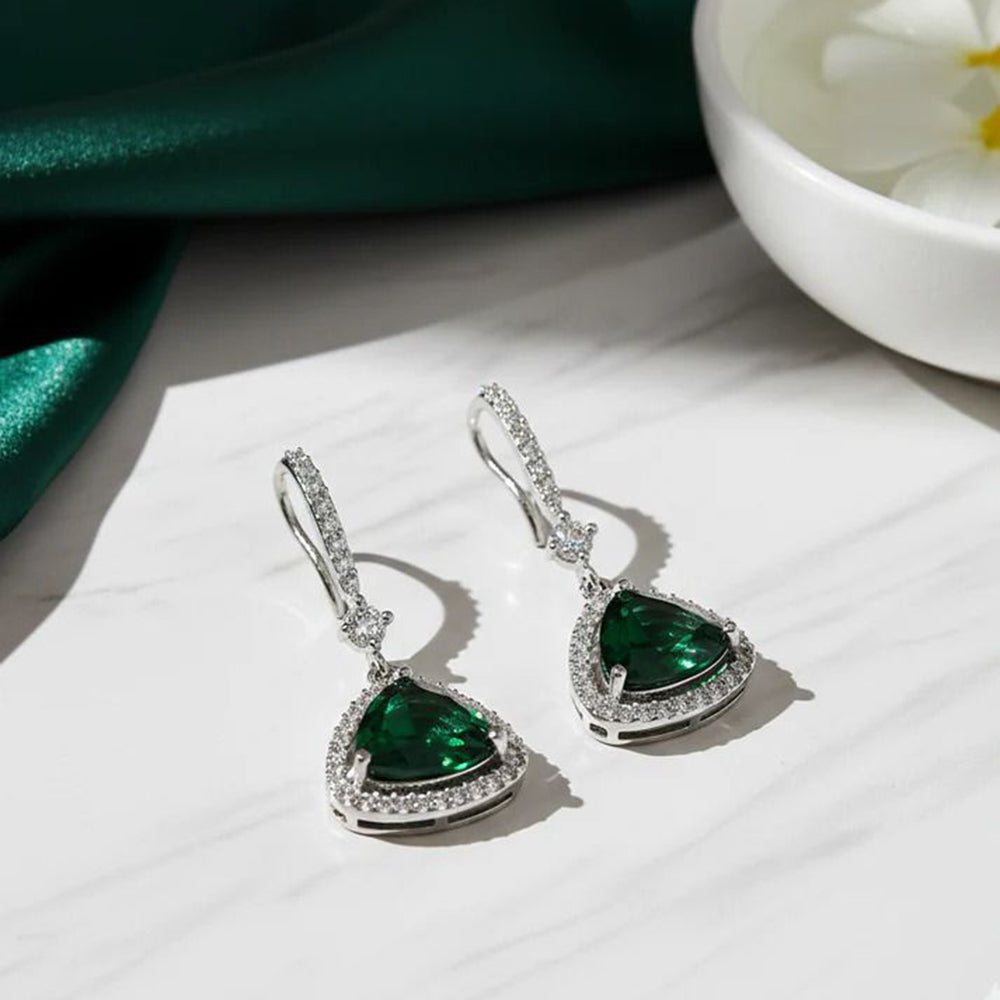 Jewel Treatzz Elegant Triangle Hook American Daimond Dangler Earrings (Pack of 10)