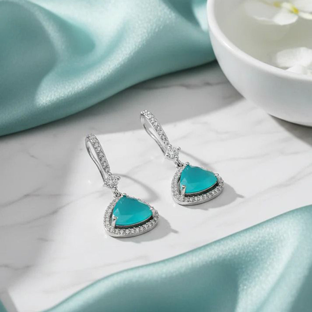 Jewel Treatzz Elegant Triangle Hook American Daimond Dangler Earrings (Pack of 10)