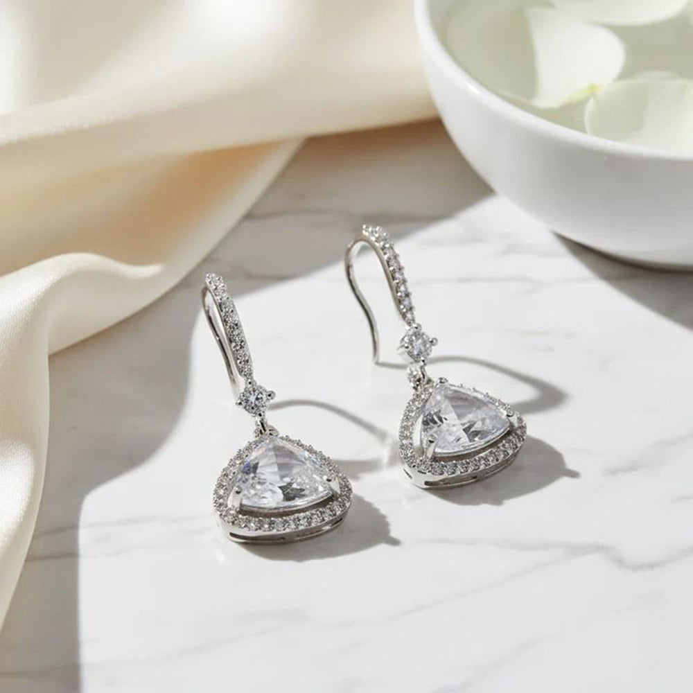 Jewel Treatzz Elegant Triangle Hook American Daimond Dangler Earrings (Pack of 10)