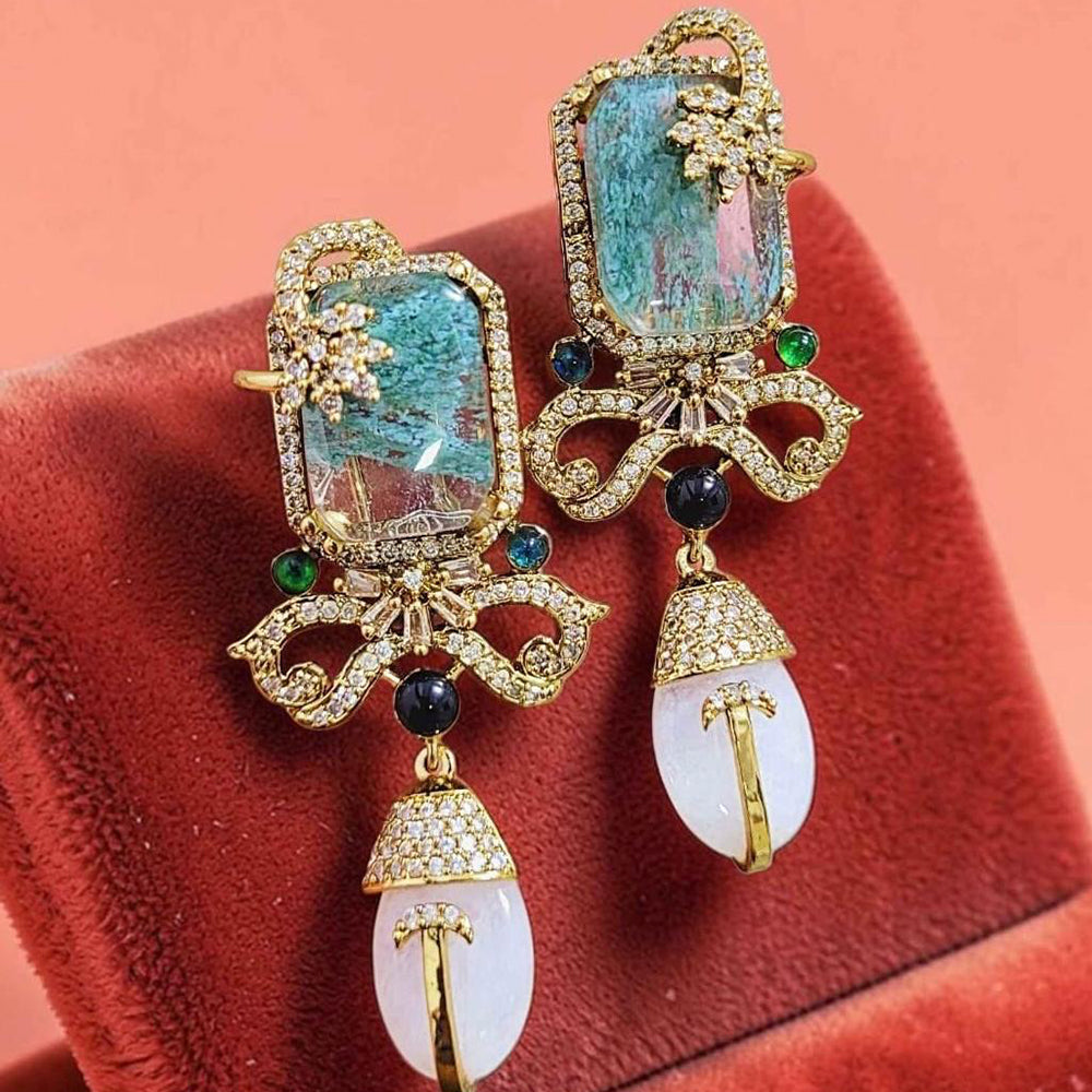 Jewel Treatzz Luxury Finish Gemstone Push Back Dangle Earrings