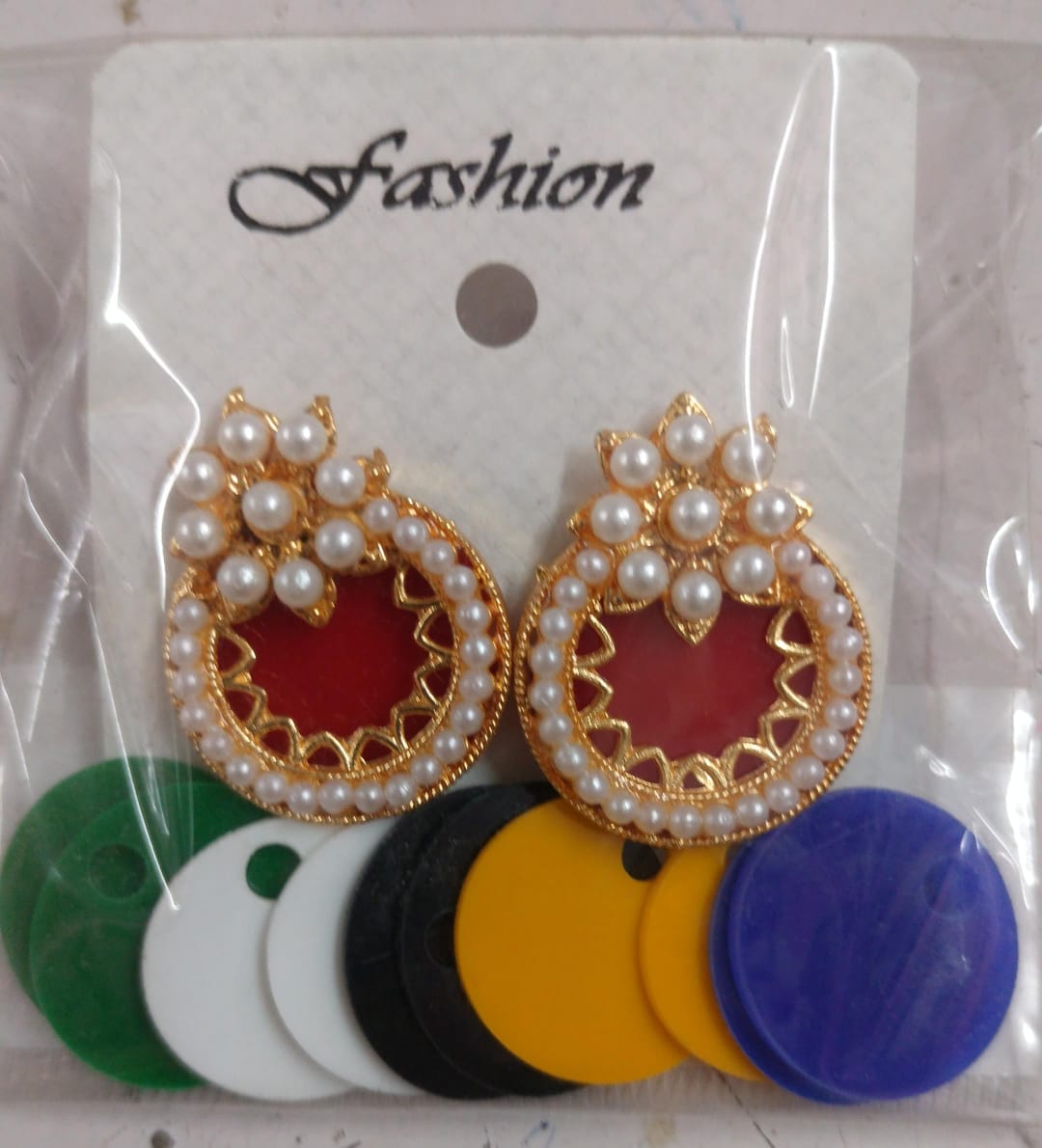 Khushboo Jewellery Enthic Acrylic Mix Color Stud Earrings For Festive Wear