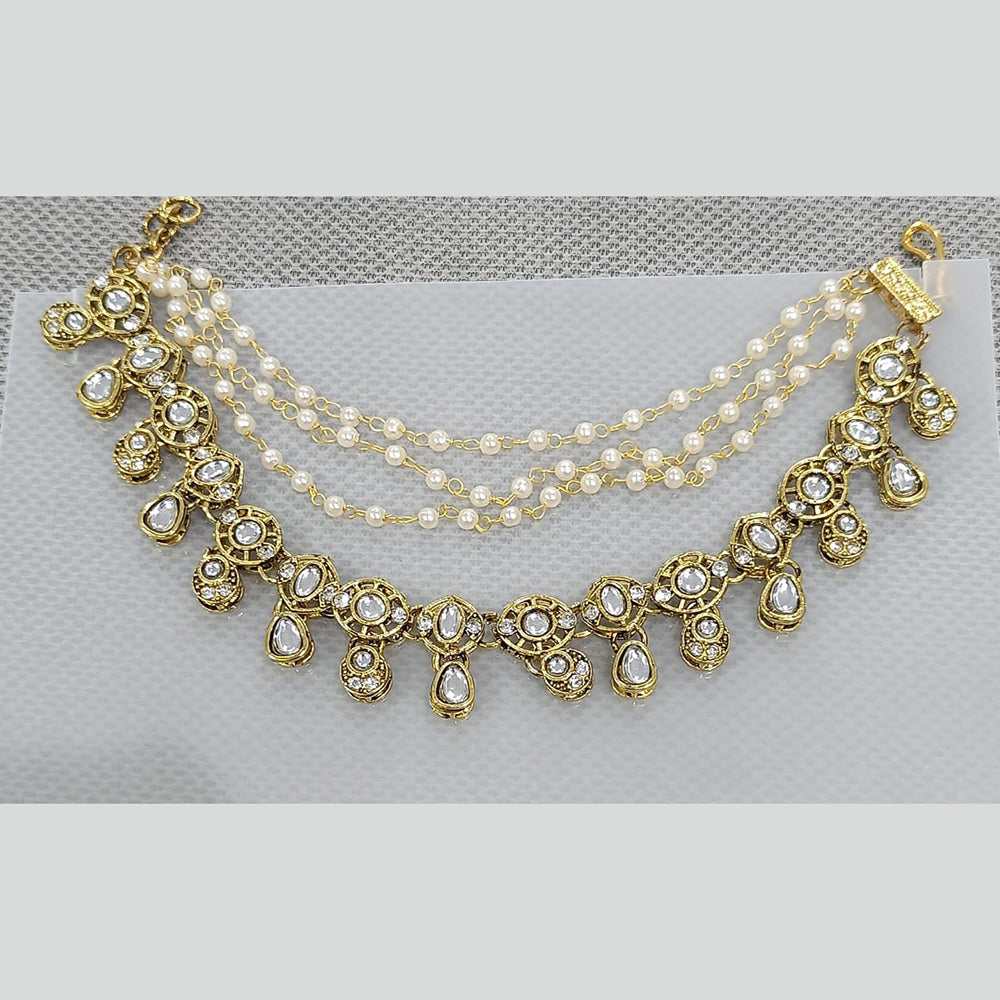 Rani Sati Jewels Traditional Gold Plated Kundan & Pearl Kanchain