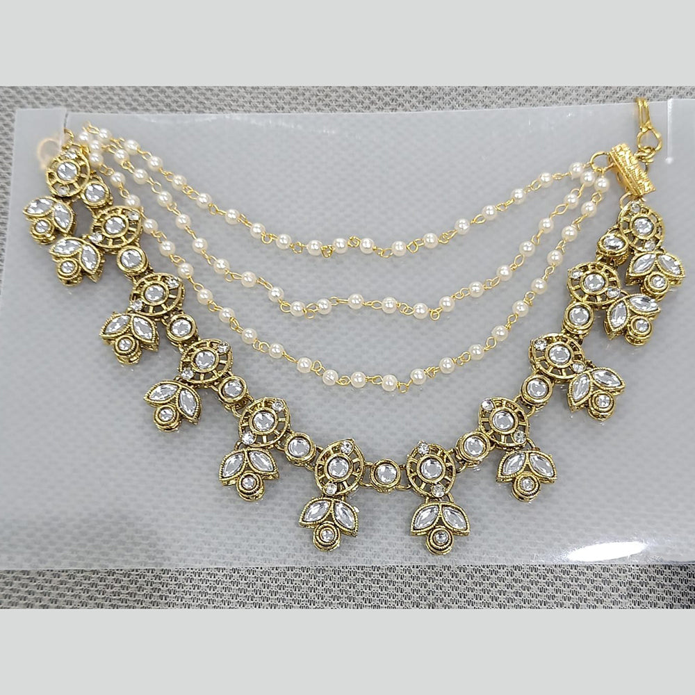Rani Sati Jewels Traditional Gold Plated Kundan & Pearl Kanchain