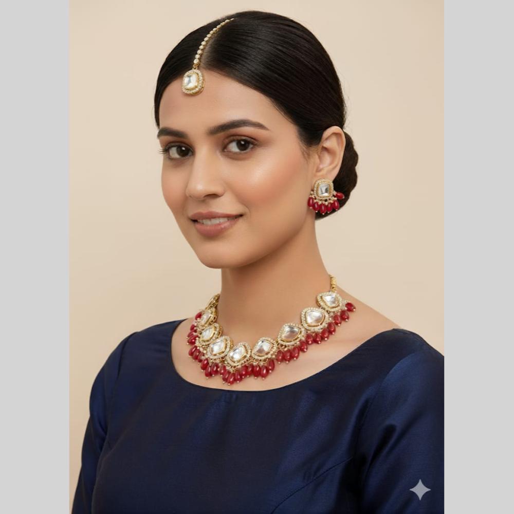 Naitika Arts Classic Kundan Stone And Pearl Necklace Set