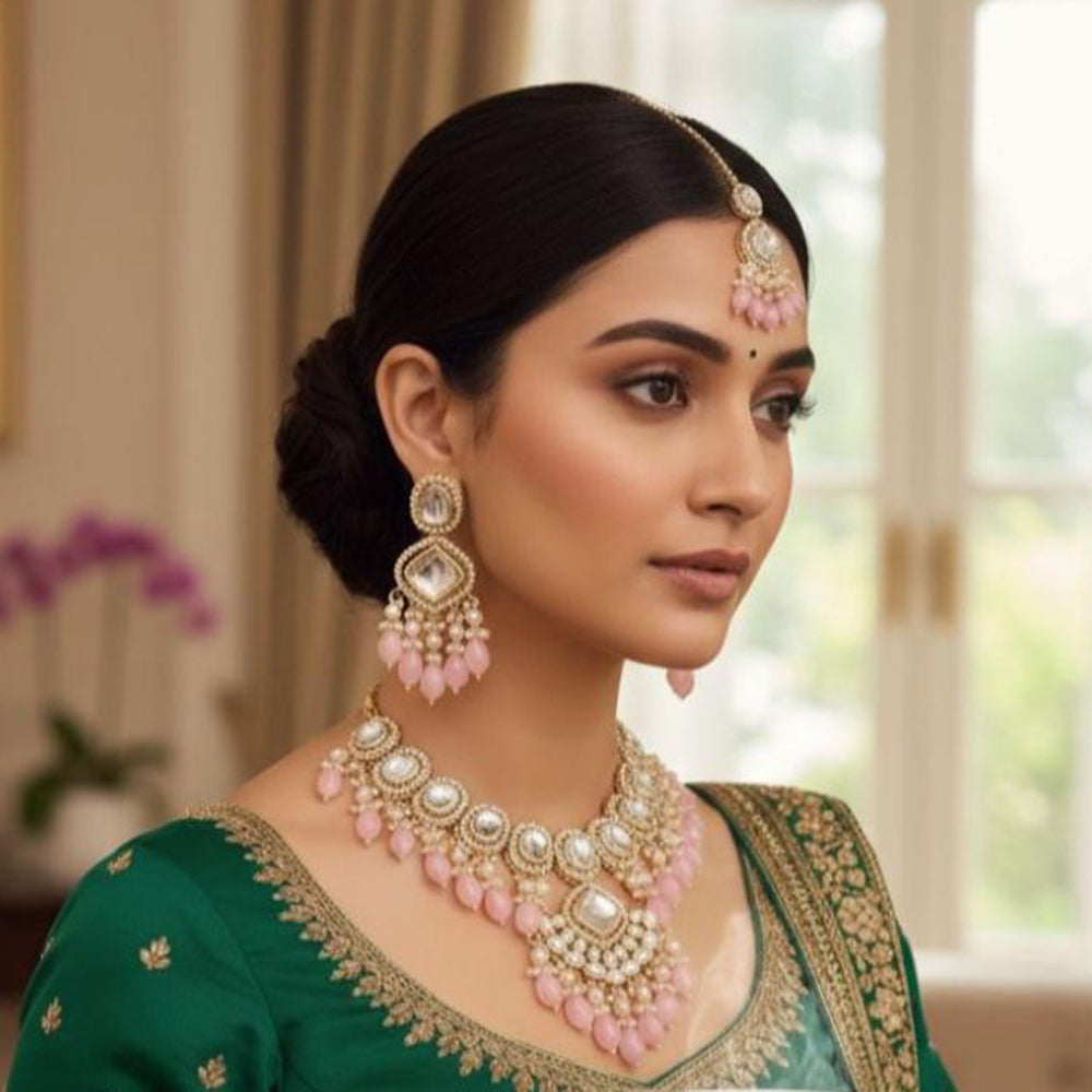 Naitika Arts Classic Kundan Stone And Pearl Necklace Set