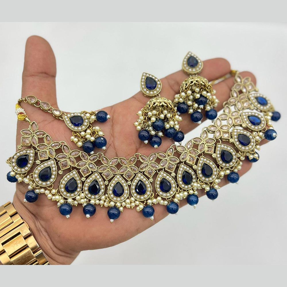 Shree Chamunda Jewellers Gold Plated Crystal Stone And Beads Necklace Set