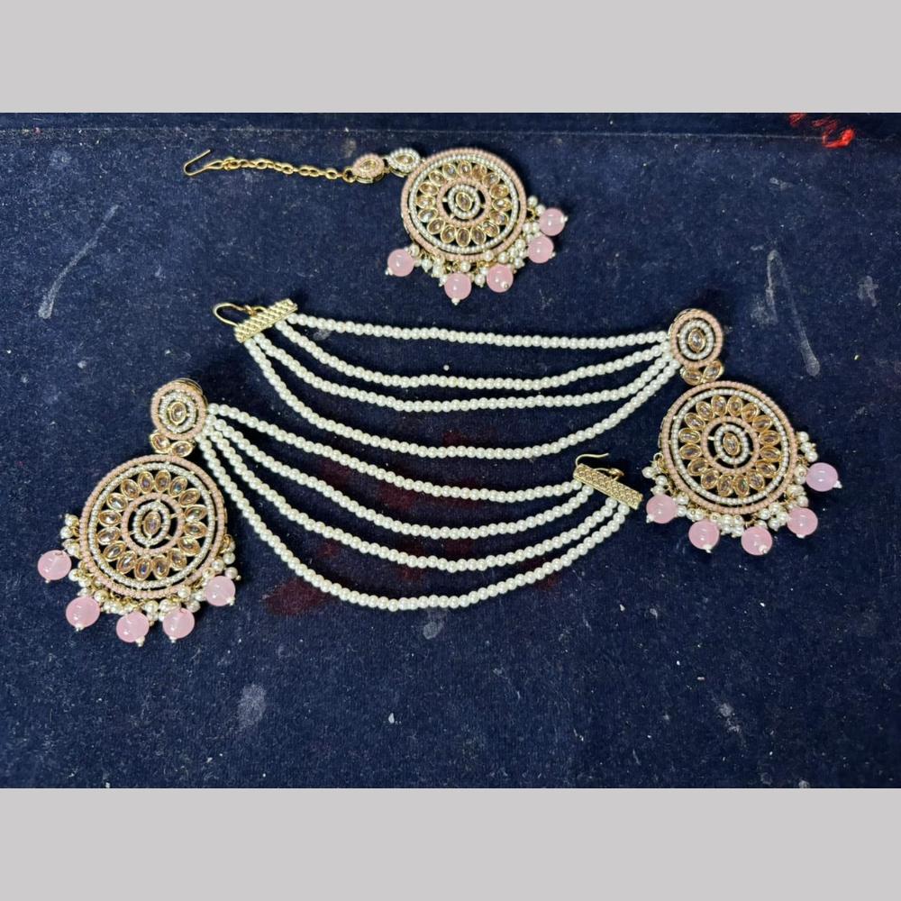 Shree Chamunda Jewellers Gold Plated Crystal Stone Pearl And Beads Kanchain Jhumki Earrings