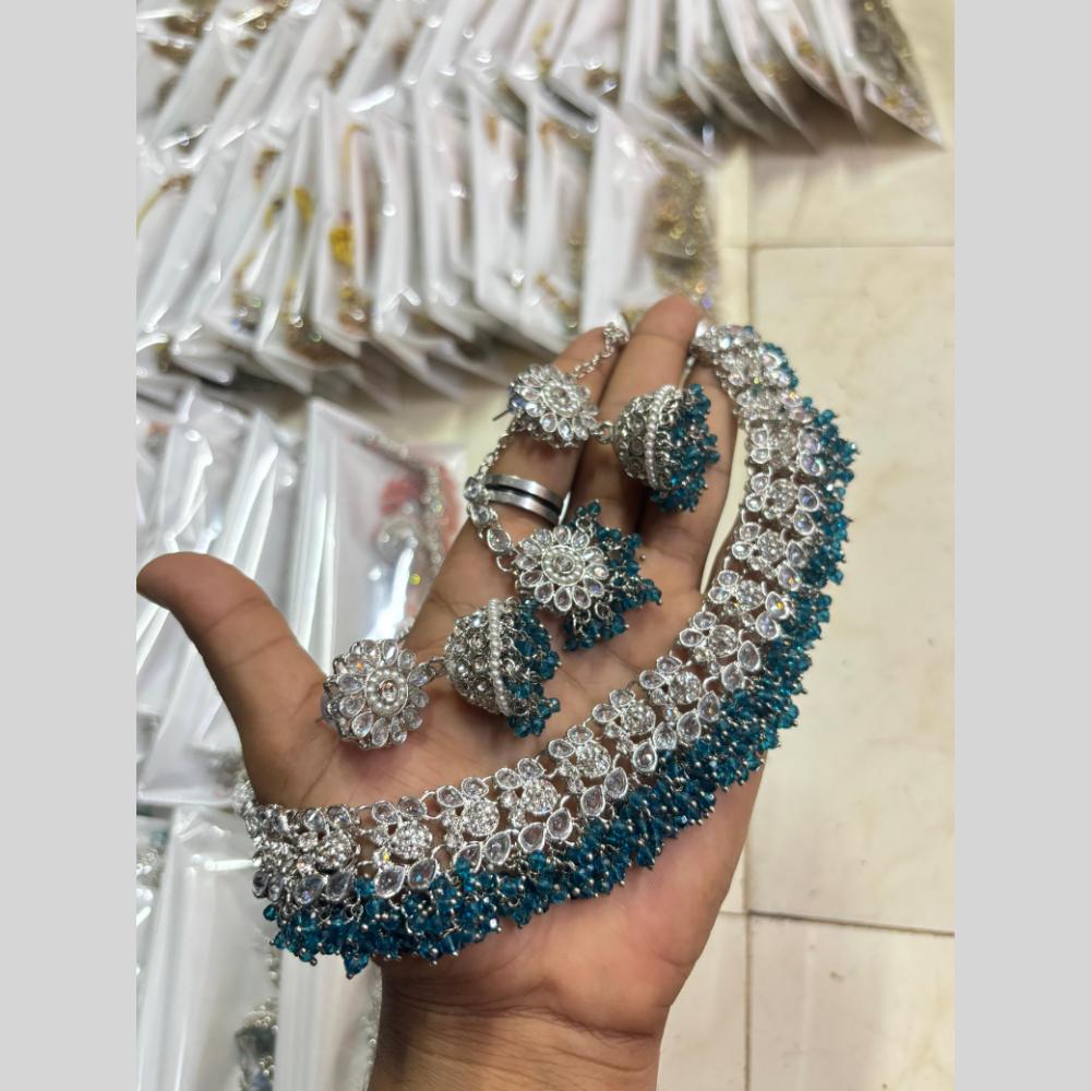 Shree Chamunda Jewellers Gold Plated Crystal Stone And Beads Necklace Set