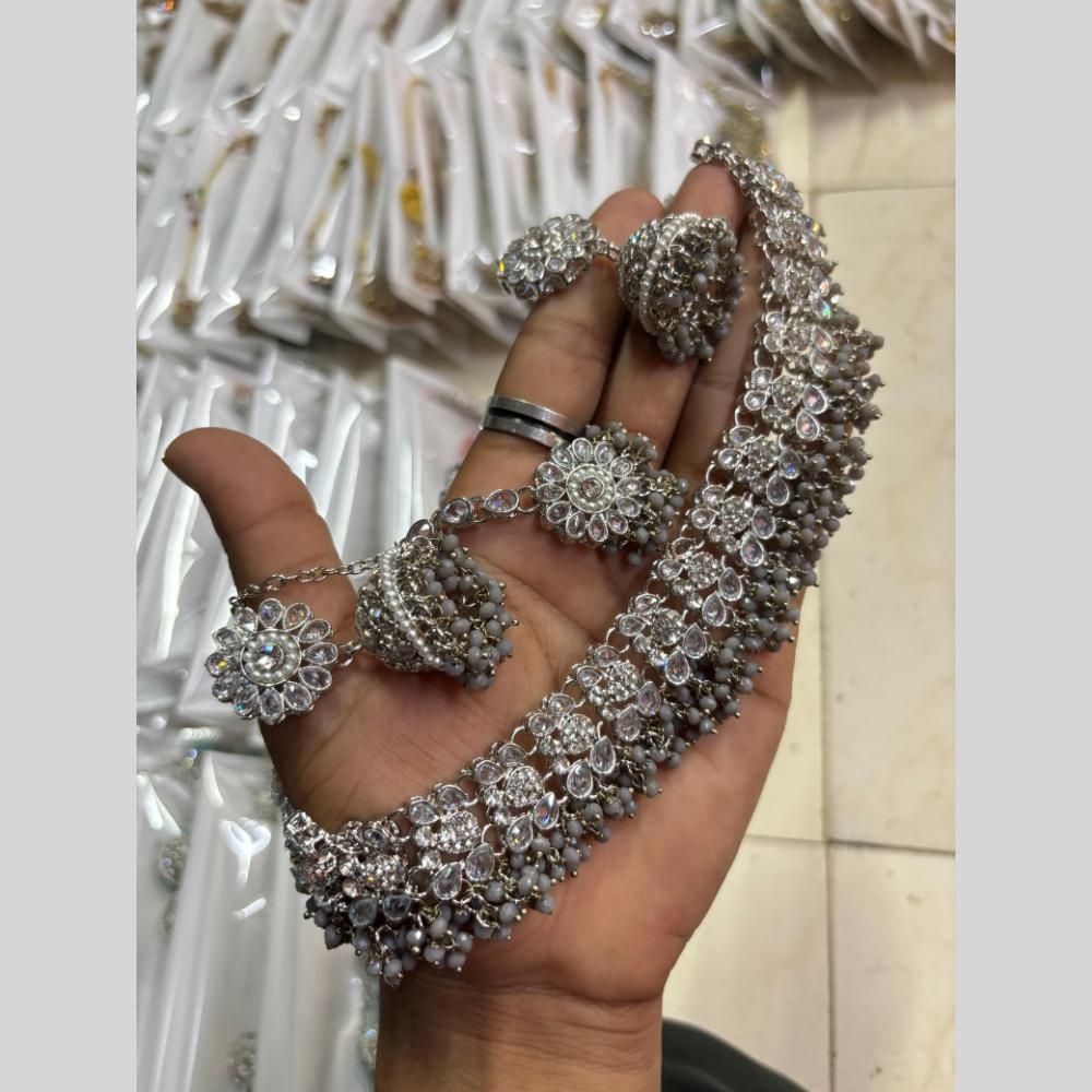 Shree Chamunda Jewellers Gold Plated Crystal Stone And Beads Necklace Set