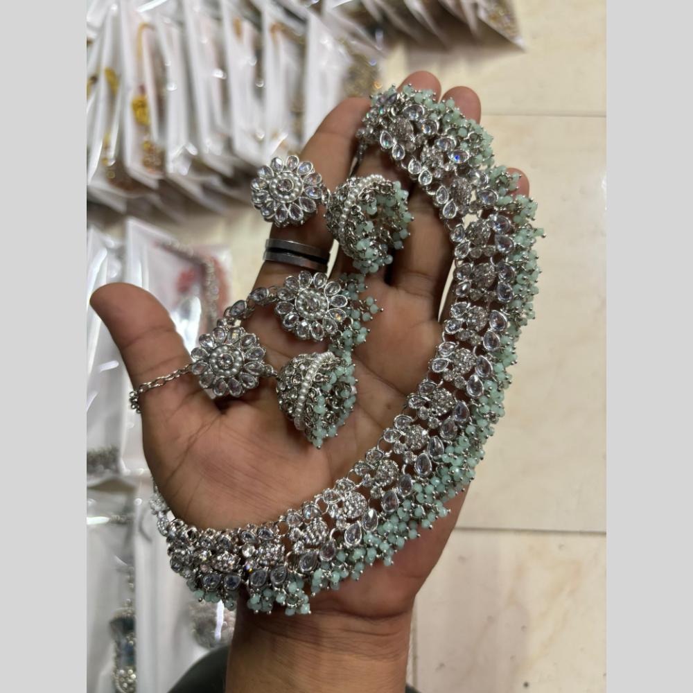 Shree Chamunda Jewellers Gold Plated Crystal Stone And Beads Necklace Set