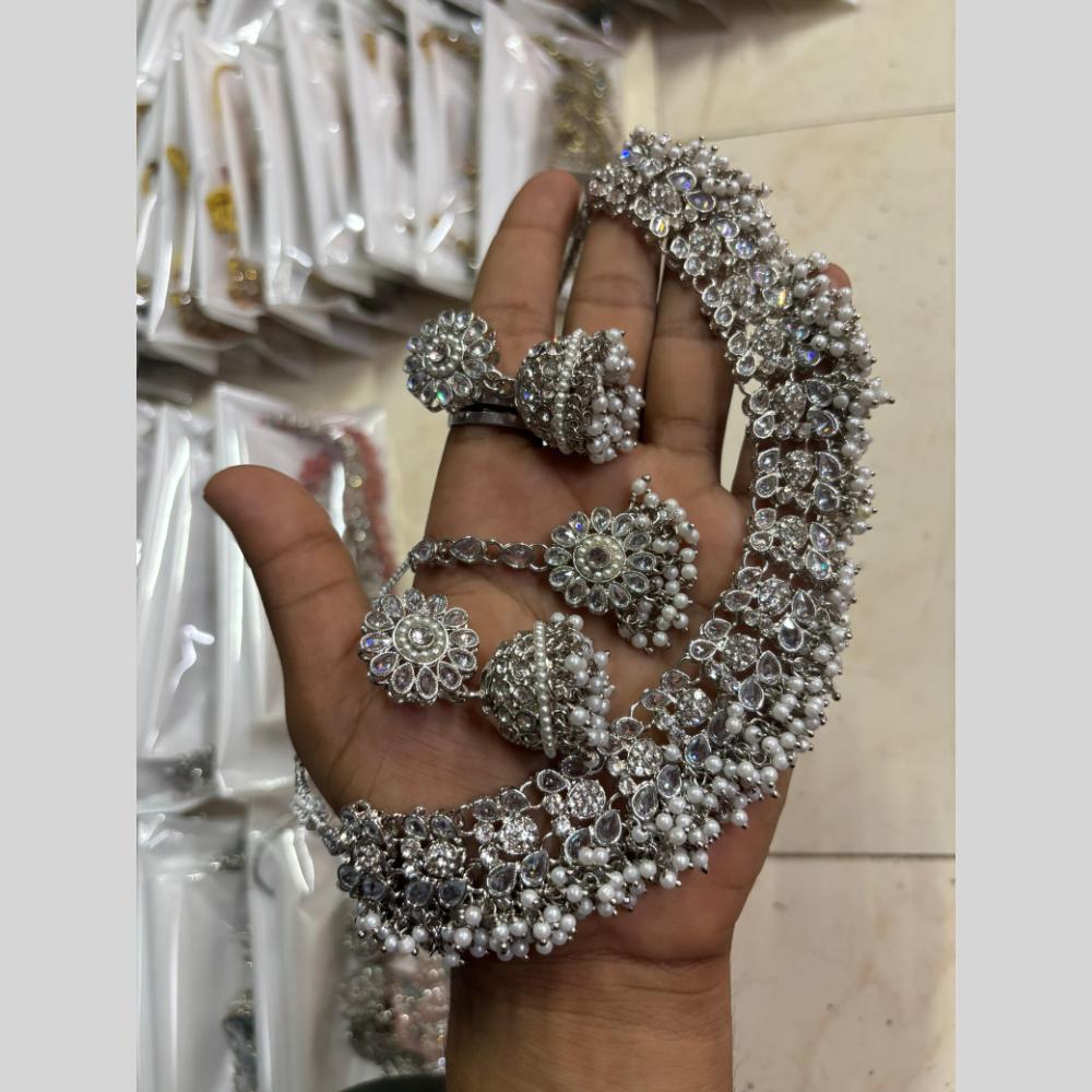 Shree Chamunda Jewellers Gold Plated Crystal Stone And Beads Necklace Set