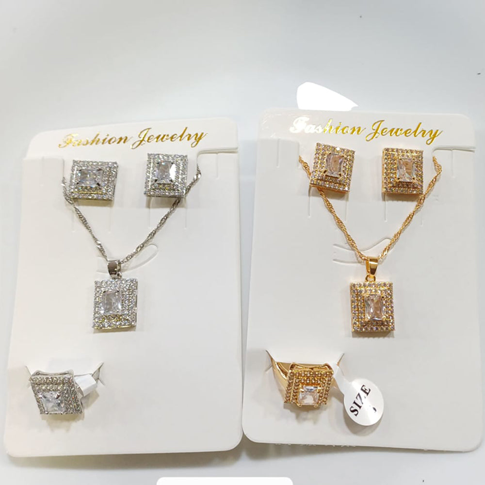 Tarohi Jewels Crystal Stone Chain Pendant Set