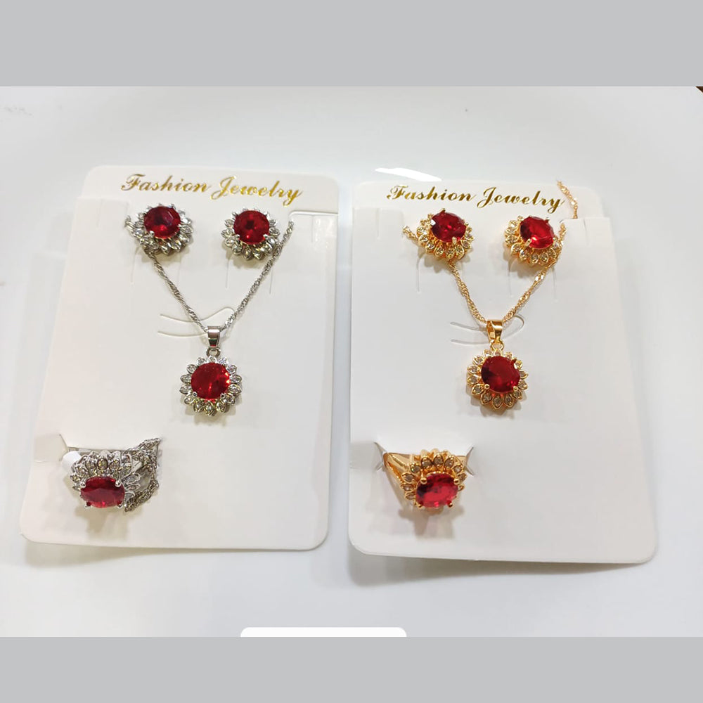 Tarohi Jewels Crystal Stone Chain Pendant Set